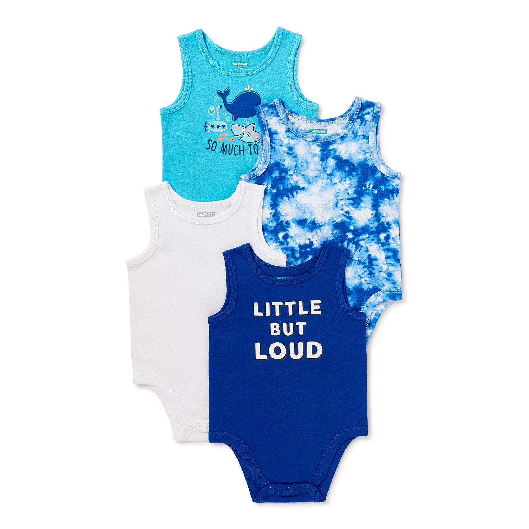 Garanimals Baby Boy Sleeveless Tank Bodysuit Multipack, 4-Pack (0-24 Months) | Walmart (US)