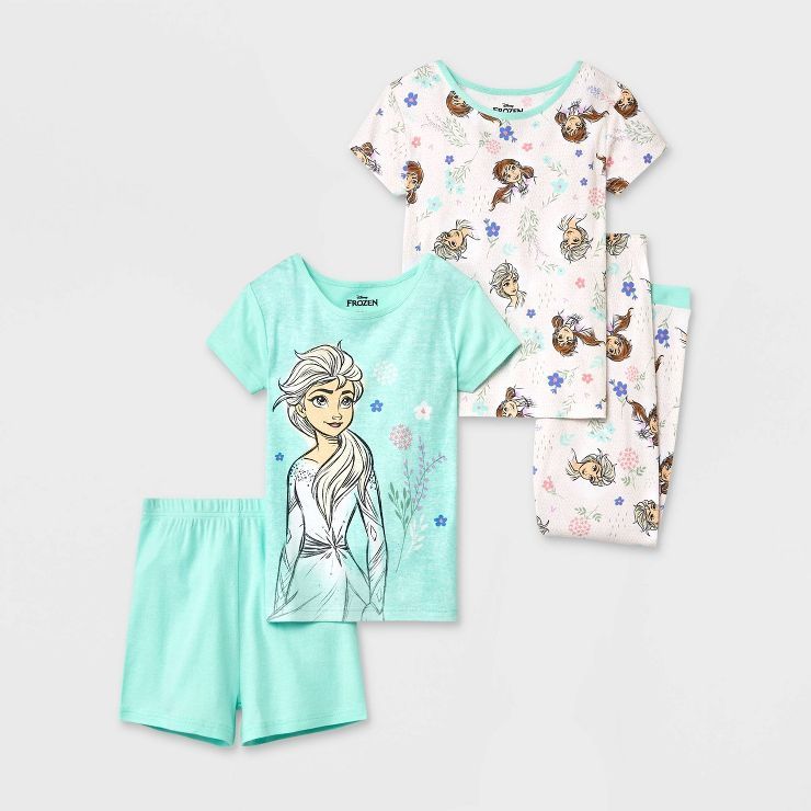 Girls' Disney Frozen 4pc Pajama Set - Green | Target