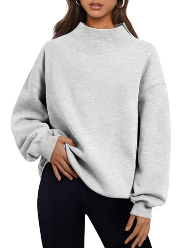 Trendy Queen Womens Mock Neck Sweatshirts Oversized Pullover Fall Outfits | Amazon (US)
