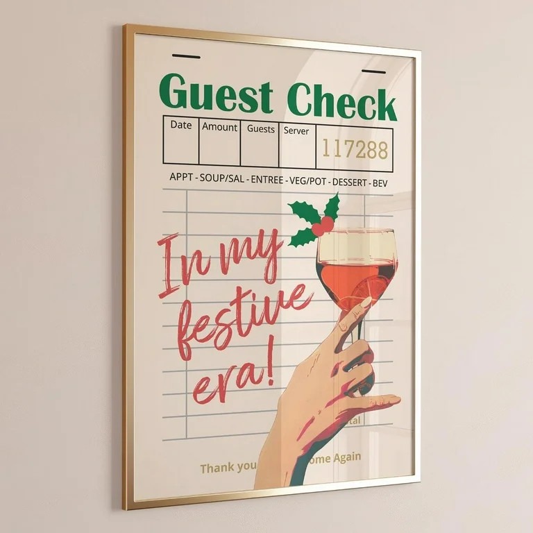 Kna Prints - 1 Pc Poster Guest Check Wall Art, In My Festive Era Print, Bar Cart Print, Holiday C... | Walmart (US)