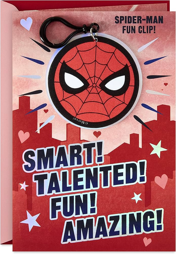 Hallmark Spider-Man Valentines Day Card for Kids with Backpack Clip (Smart, Talented, Fun, Amazin... | Amazon (US)