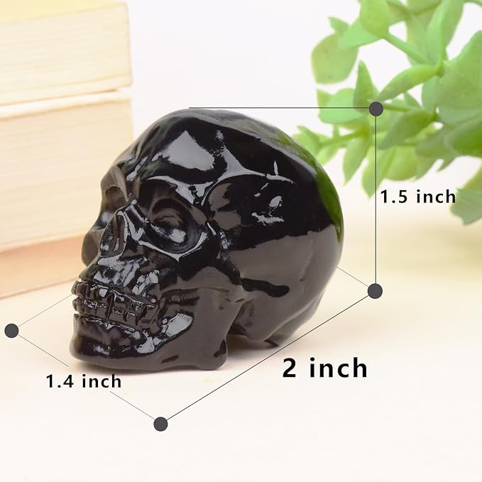 2 Inch Black Obsidian Crystal Skulls Decor,Human Skull Sculpture Statues Healing Crystal Decor,Ha... | Amazon (US)