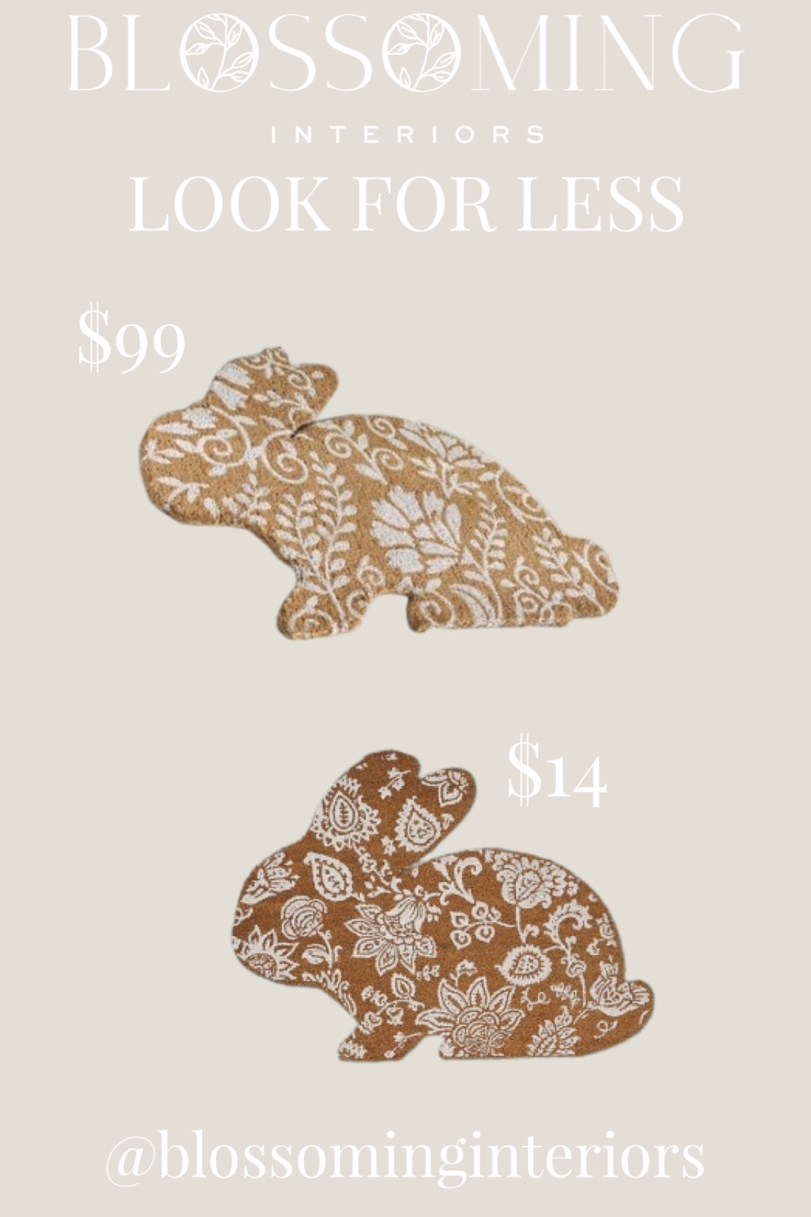 Look for Less - Spring and Easter botanical door mat. You could get the look for $99 or $14! 

#LTKhome #LTKSeasonal