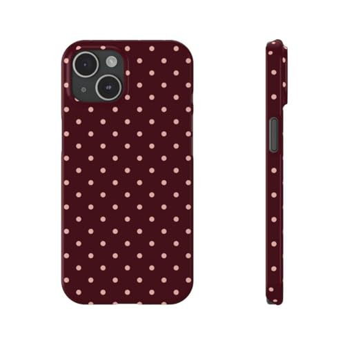 Burgundy Polka Dot Phone Case – Cute Pink Dot Pattern Protective Cover, Stylish Minimalist Design for Phone 17/16/15/14/13/12 Pro, Plus, Pro Max | Amazon (US)