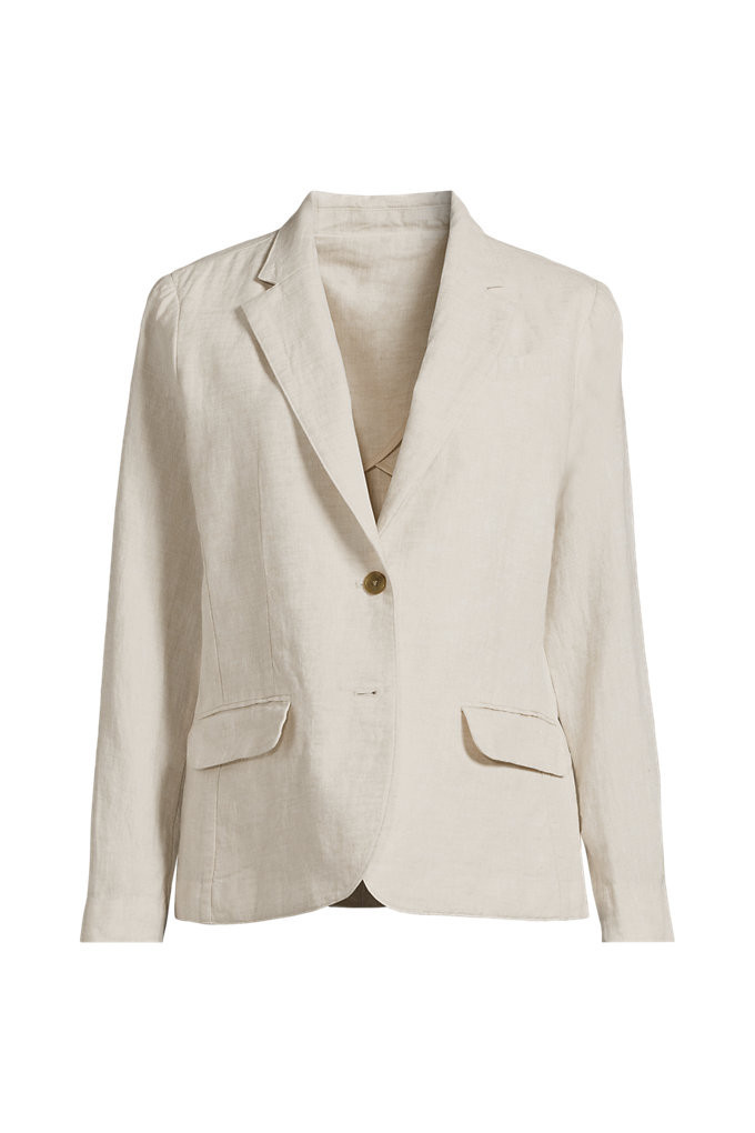 Women's 2 Button Linen Blazer - Lands' End - Tan - M | Lands' End (US)