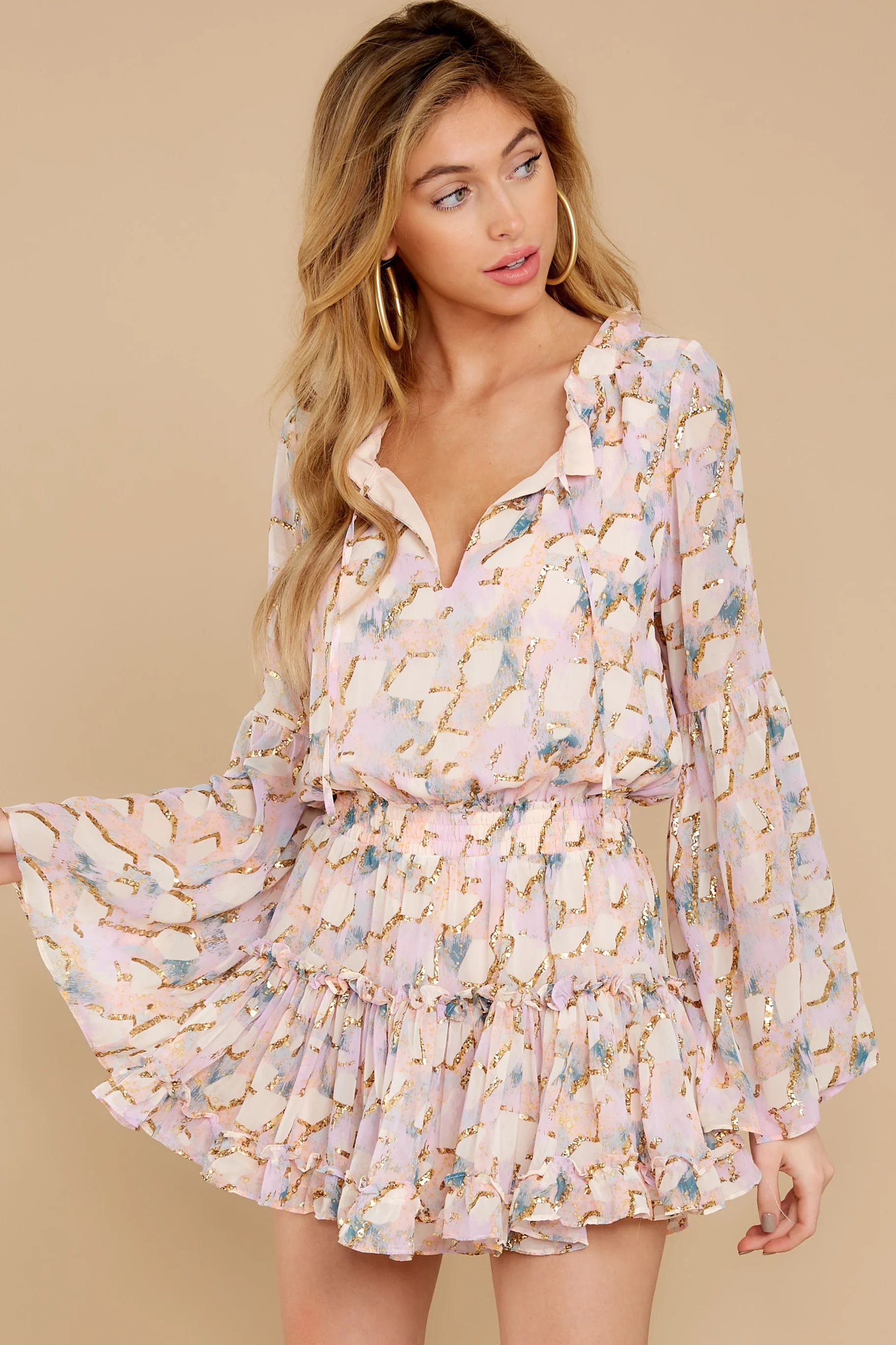 Always Say Yes Light Pink Multi Print Dress | Red Dress 
