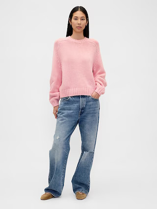 Cotton-Blend Relaxed Crewneck Sweater | Gap (US)
