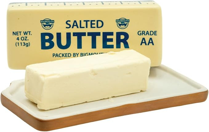 Novelty Butter Dish, Ceramic Butter Stick-Shaped Lid, Holds 1 Stick, Funny Eclectic Kitchen Decor | Amazon (US)