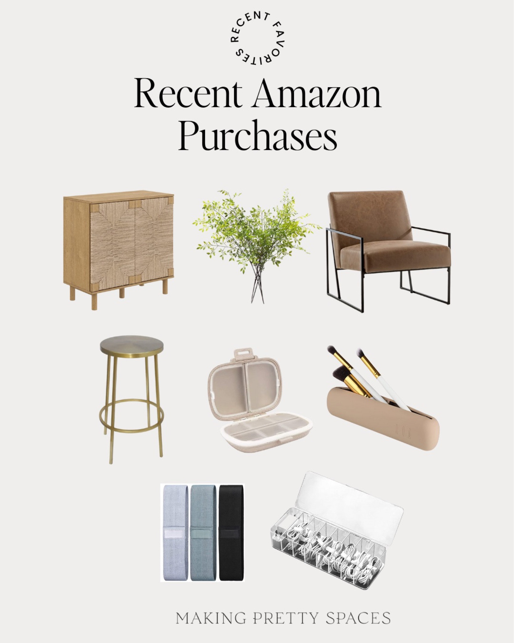 Shop my recent Amazon purchases! 
Sideboard, faux greenery, accent chair, gold stool, organizer, brush holder, travel accessories, workout, gym, cord organizer

#LTKstyletip #LTKsalealert #LTKhome