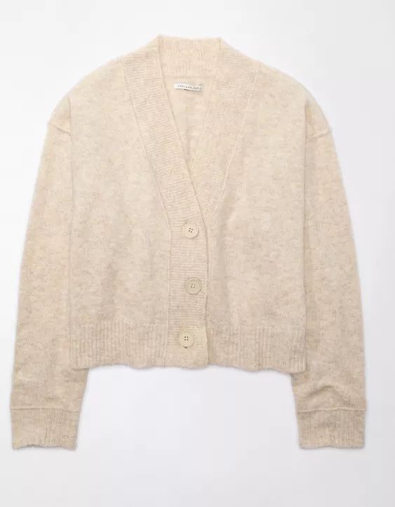 AE Whoa So Soft Cropped Button-Front Cardigan | American Eagle Outfitters (US & CA)