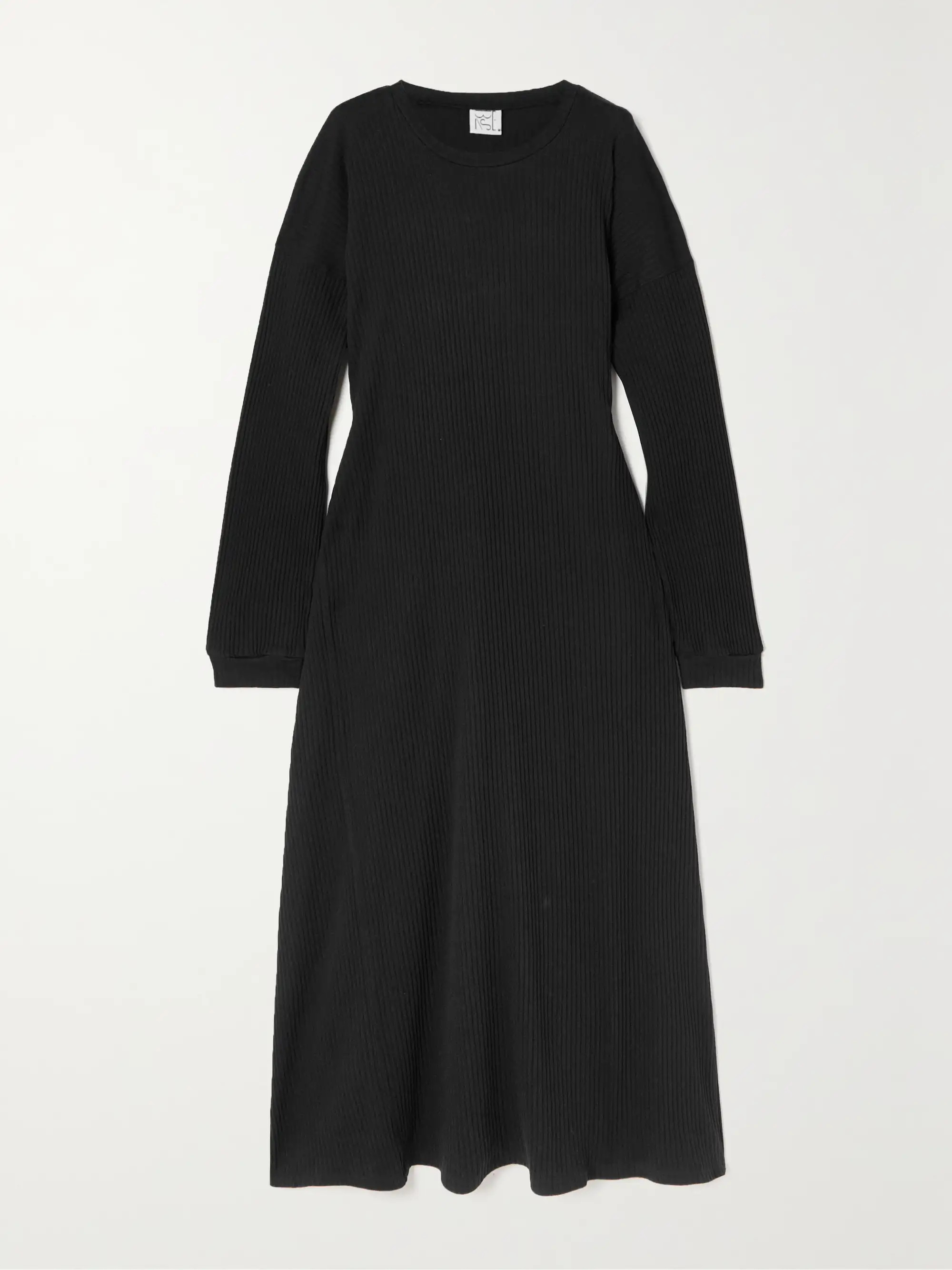 Black Shaw ribbed organic cotton-fleece dress | BASERANGE | NET-A-PORTER | NET-A-PORTER (UK & EU)