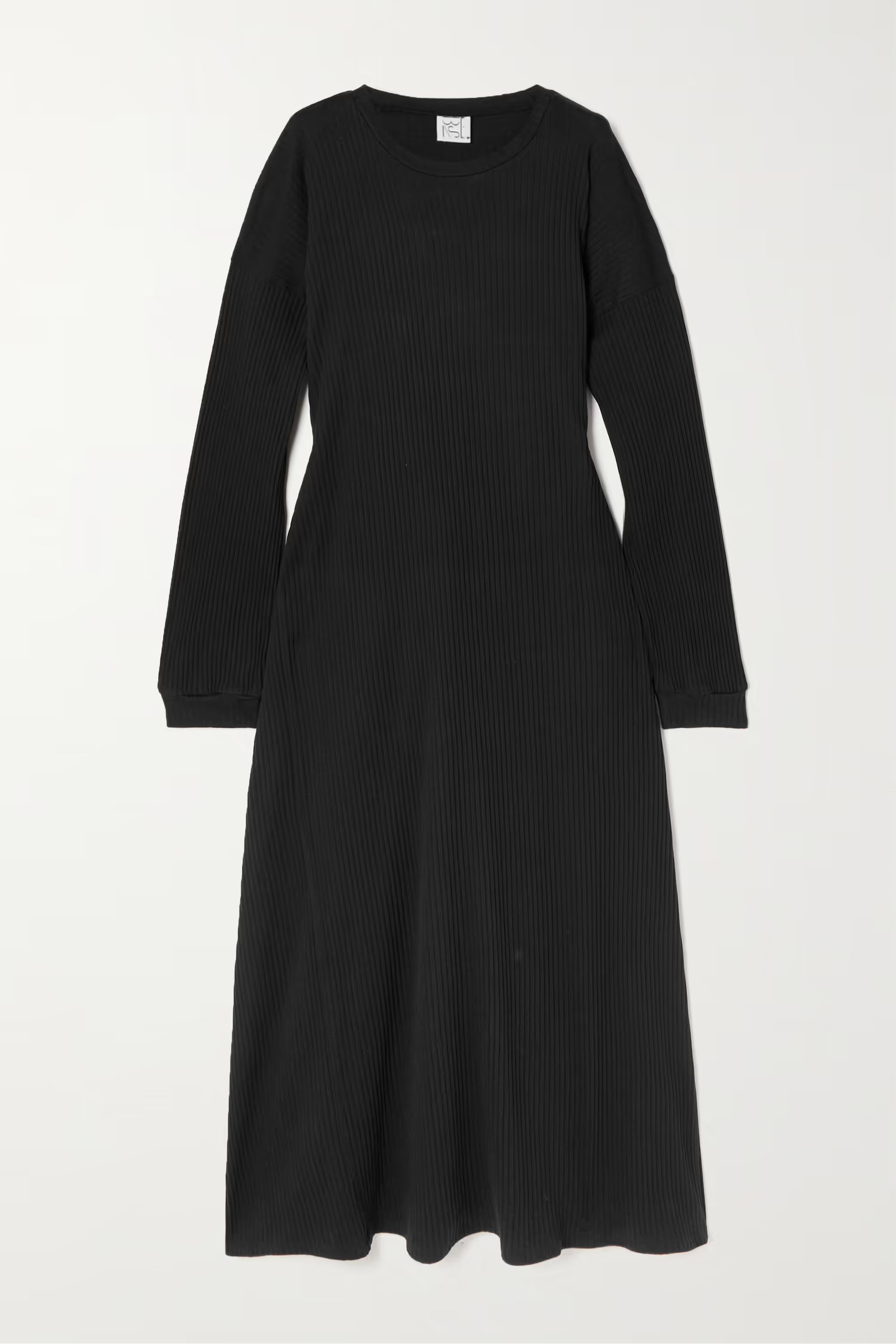 Black Shaw ribbed organic cotton-fleece dress | BASERANGE | NET-A-PORTER | NET-A-PORTER (UK & EU)