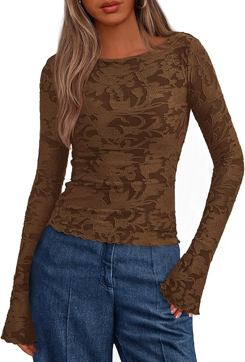 BTFBM Casual Long Sleeve Shirts Spring 2026 Going Out Tops for Women Trendy Floral Work Blouses B... | Amazon (US)