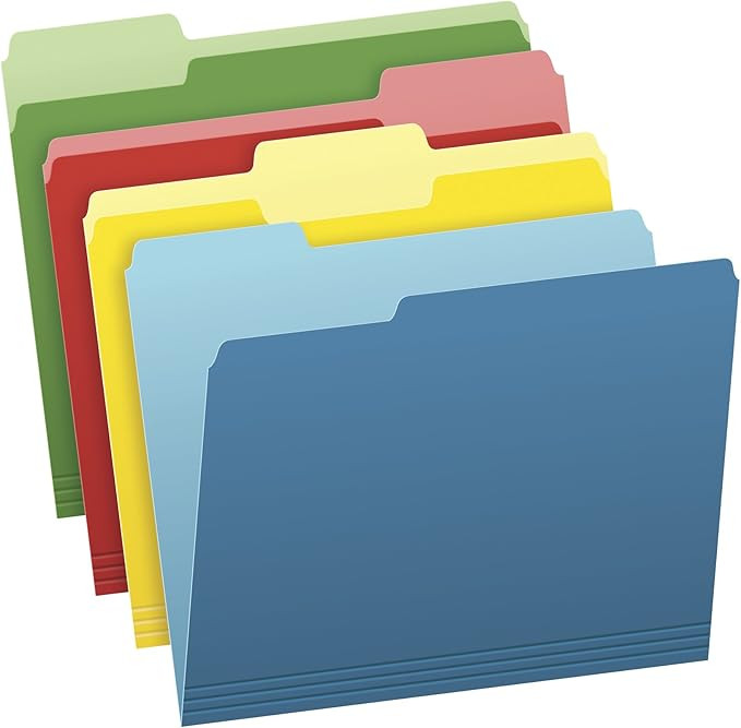 Pendaflex Two-Tone Color File Folders, Letter Size, Assorted Colors (Bright Green, Yellow, Red, B... | Amazon (US)