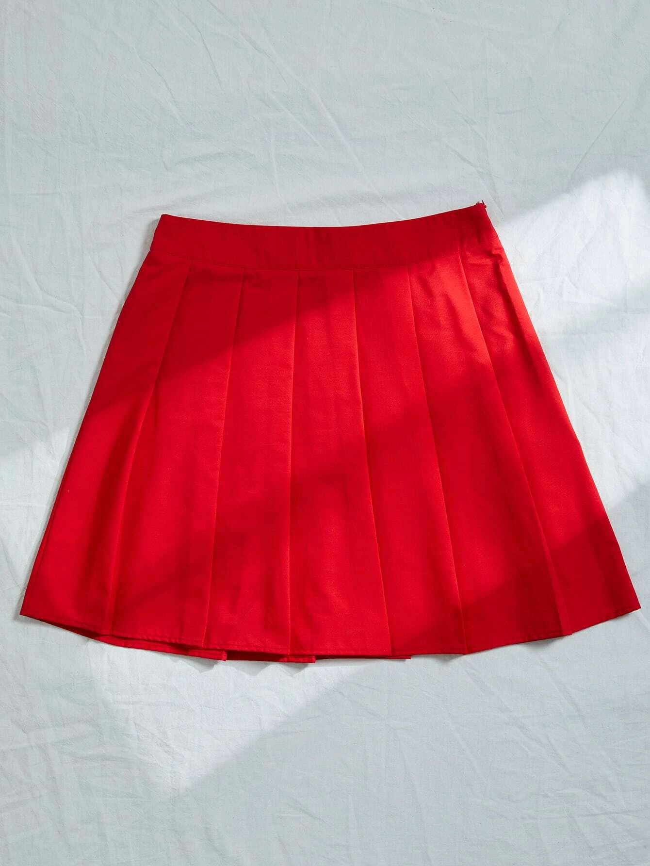 Plus Solid Pleated Skirt | SHEIN
