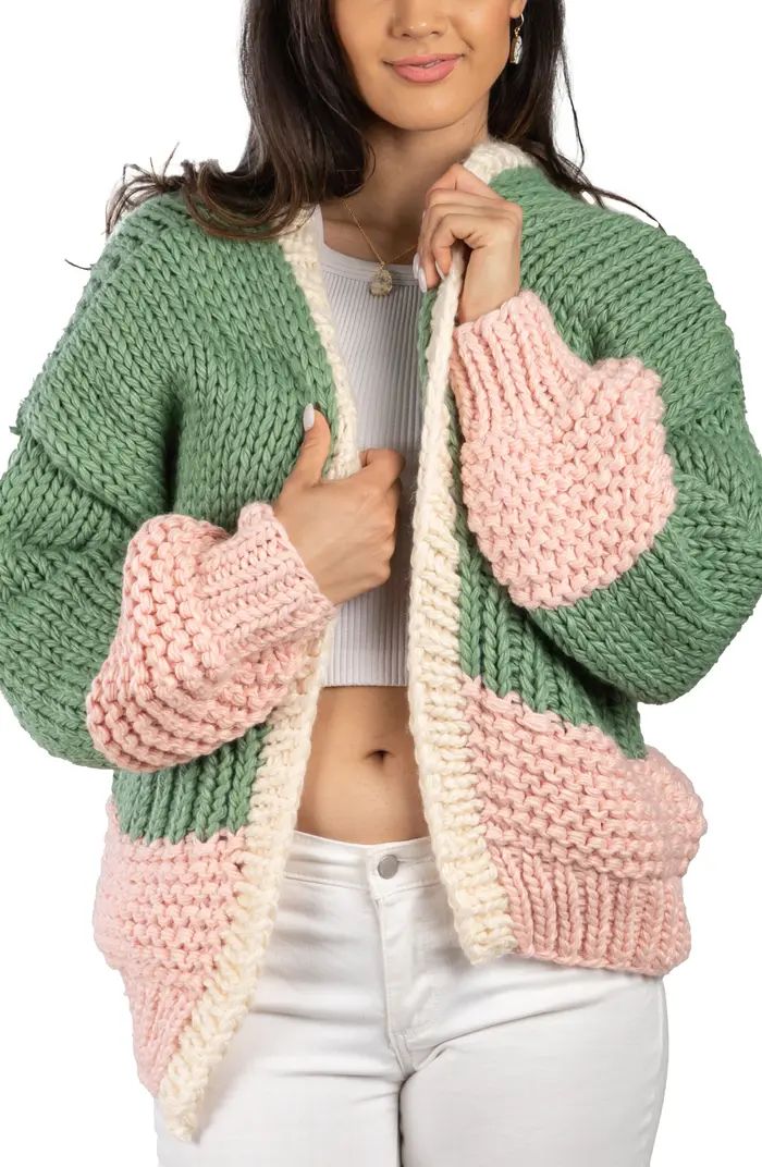 Two-Tone Knit Oversize Cardigan | Nordstrom Rack