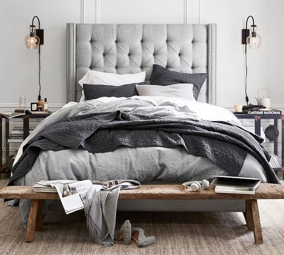 Harper Tufted Upholstered Tall Bed | Pottery Barn (US)