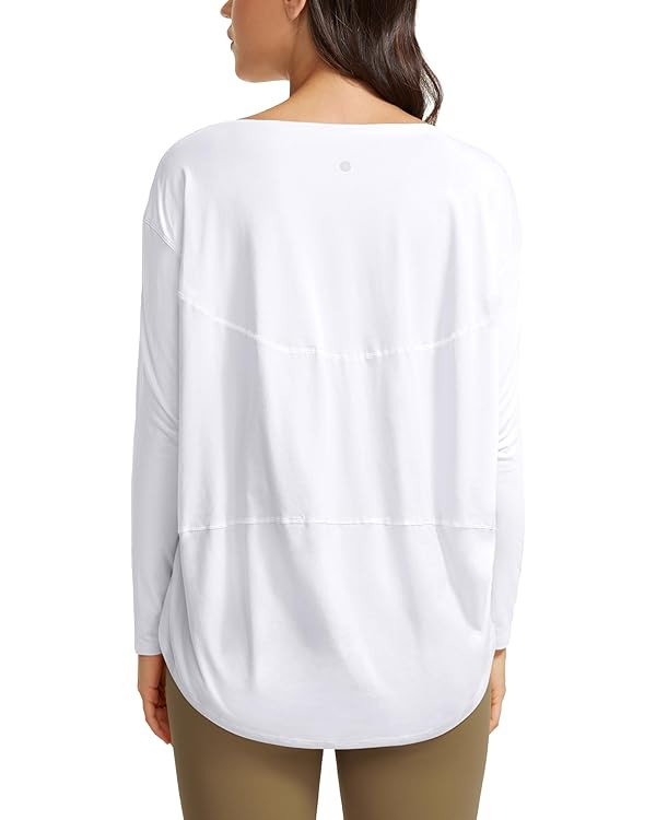CRZ YOGA Pima Cotton Long Sleeve Workout Shirts for Women Loose Fit Athletic Yoga Shirt Casual Bo... | Amazon (US)