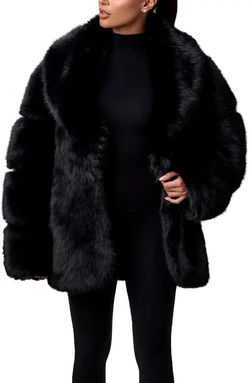 Naked Wardrobe Oversize Fur Jacket in Black at Nordstrom, Size X-Large | Nordstrom