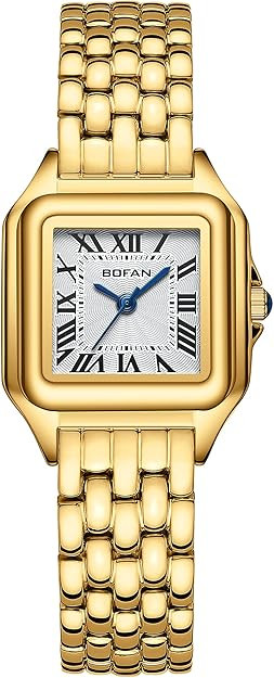 BOFAN Small Gold Watches for Women Easy Reader Ladies Quartz Wrist Watch with Stainless Steel Ban... | Amazon (US)