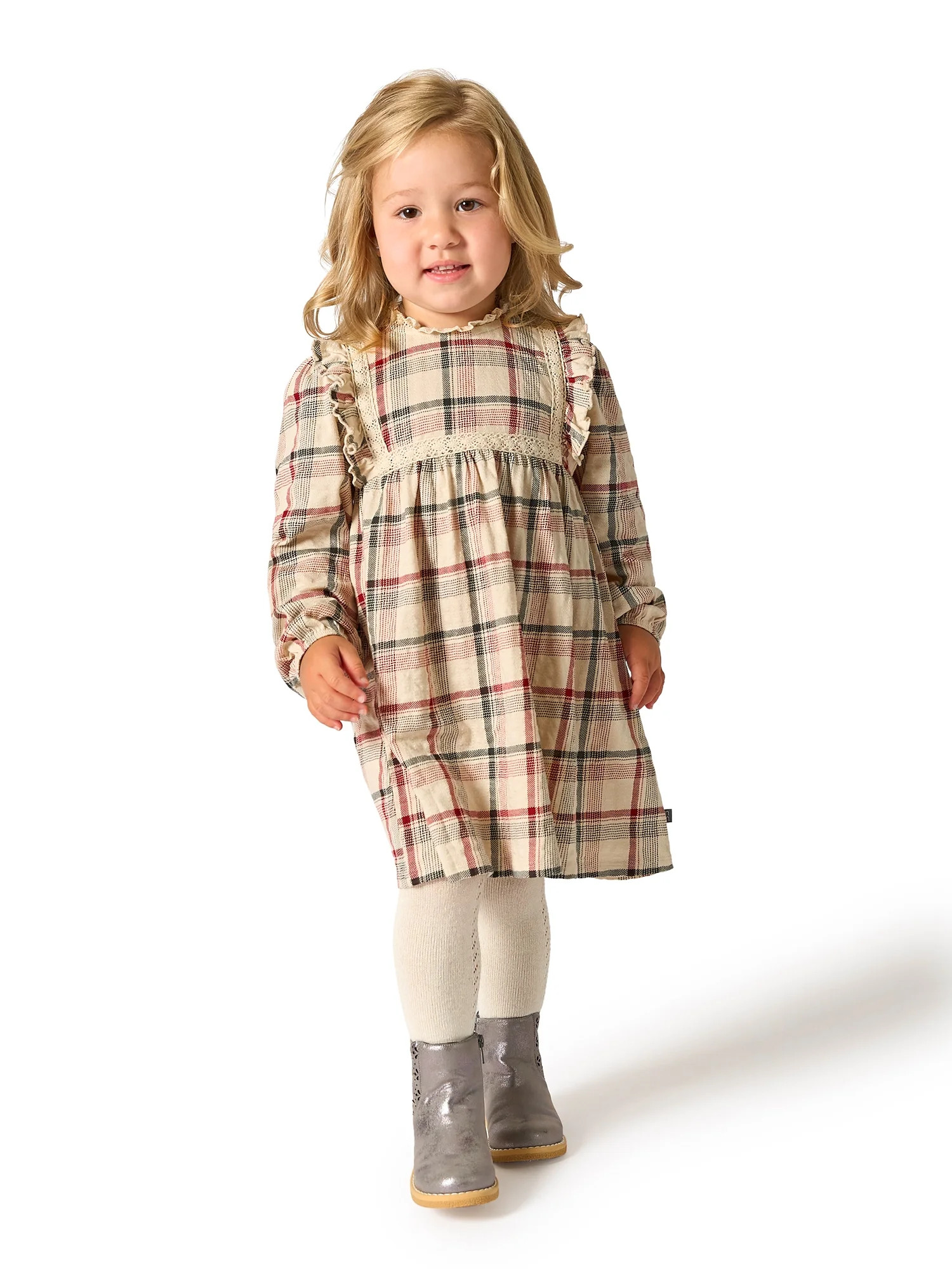 Modern Moments by Gerber Toddler Girl Ruffled Dress with Crochet Lace Detail, Sizes 12M-5T | Walmart (US)