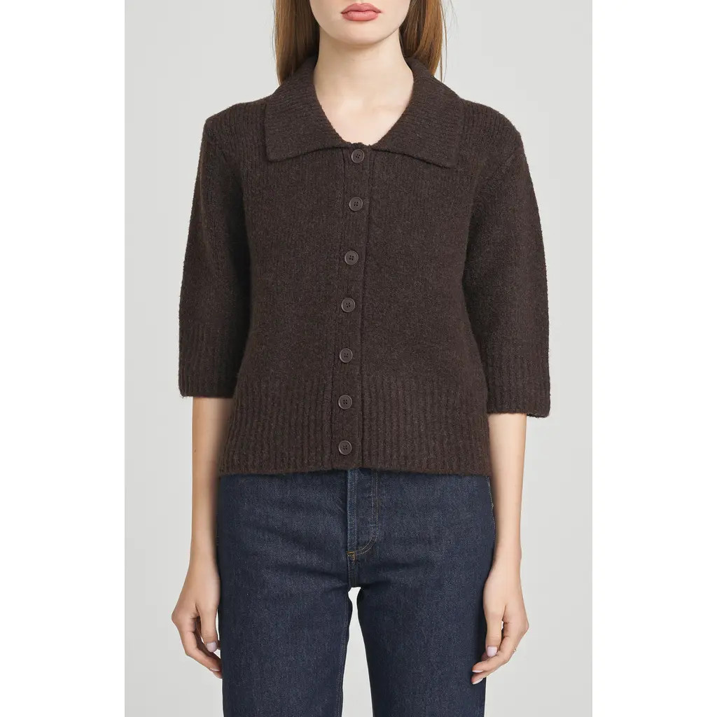 WAYF Harlow Cardigan in Espresso at Nordstrom Rack, Size X-Small | Nordstrom Rack