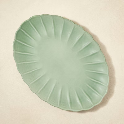 15" x 11" Stoneware Scalloped Serving Platter Green - Opalhouse™ designed with Jung... | Target