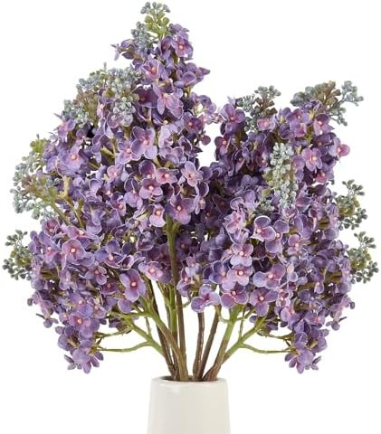 4PCS 25.6inch Lilac Artificial Flowers Purple Fake Delphinium Long Stem Silk Real Touch Flower Fa... | Amazon (US)