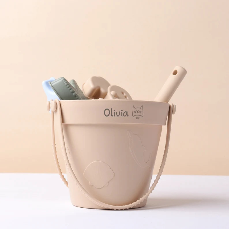 Personalized Silicone Summer Kids Beach Set, Custom Silicone Beach Bucket, Custom Silicone Beach ... | Etsy (US)