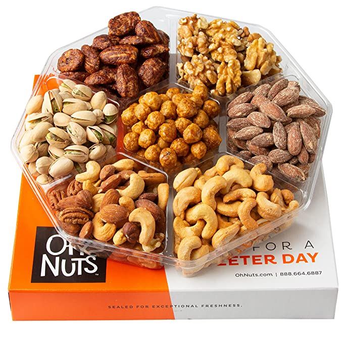 Fathers Day Oh! Nuts 7 Variety Roasted Salted Nuts Holiday Gift Basket - 1.8 LB Prime Gourmet Ass... | Amazon (US)