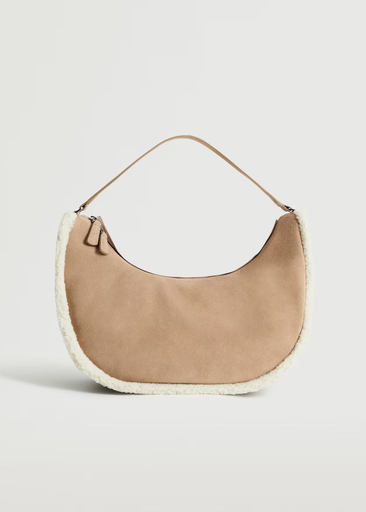 Combined shearling-effect leather bag | MANGO (US)