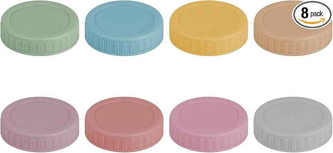 Vaincre 8PCS Mason Jar Lids - Colored Plastic Mason Lids Regular Mouth, Leak Proof Canning Covers... | Amazon (US)