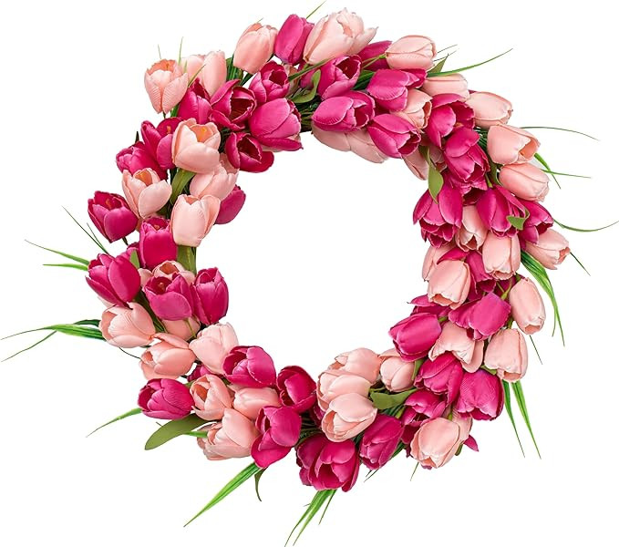 Yawwind Valentines Day Wreaths for Front Door 20 Inch Valentine Door Wreath Tulip Wreath with Red... | Amazon (US)