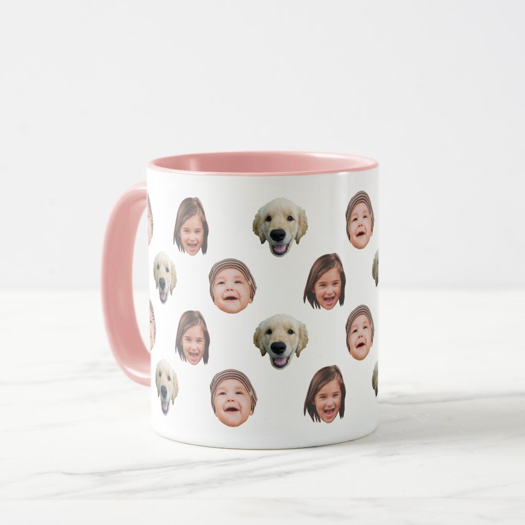 Personalized Cute Family Face 3 Photos Mug | Zazzle | Zazzle