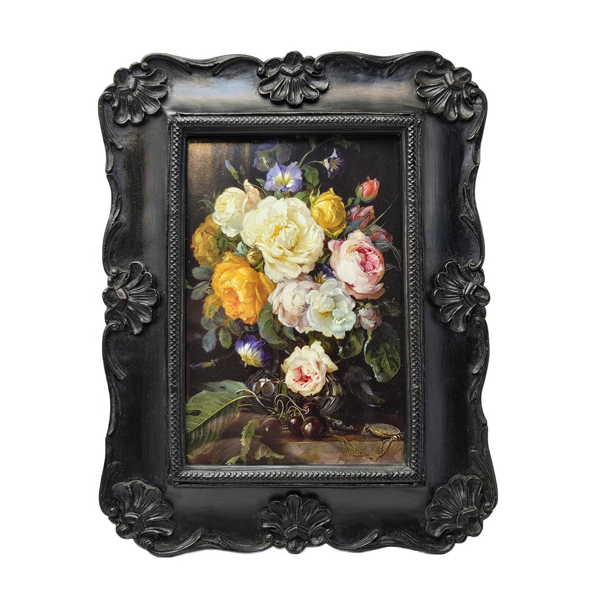 SYLVIA'S SHOP 4x6 Vintage Picture Frame, Antique Black Ornate Photo Frame, for Tabletop and Wall ... | Amazon (US)