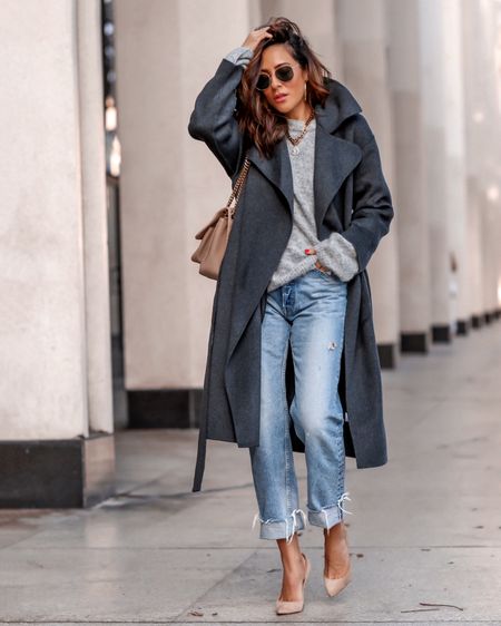 Lucy’s whims in a grey draped oversized coat and Moussy jeans! Linking similars! Size up in Moussy’s, they run small! 💋

#LTKover40 #LTKSeasonal