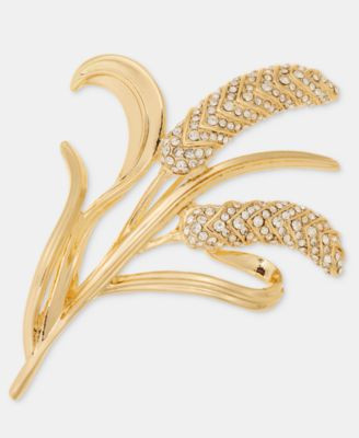 Anne Klein Pave Wheat Leaf Pin - Crystal | Macy's