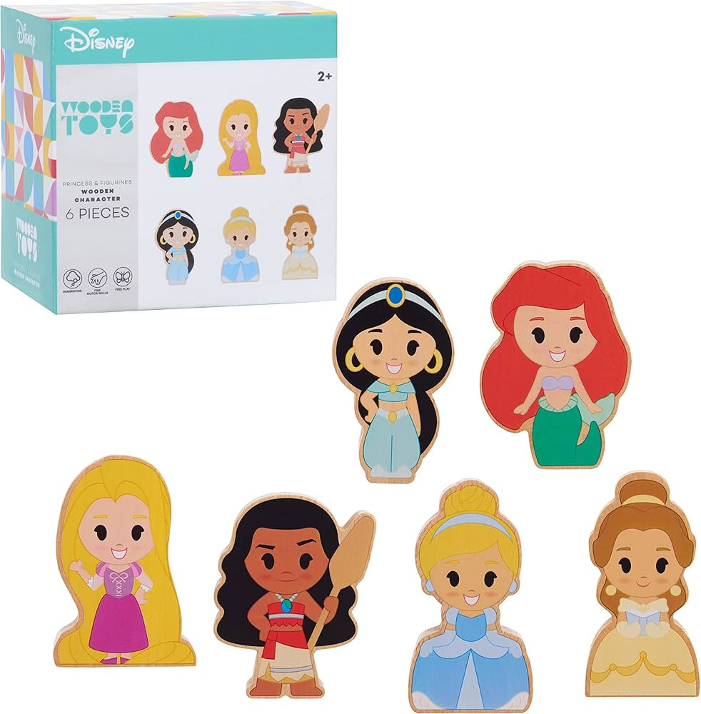 Disney Wooden Toys Disney Princess Figures 6-Pack, Officially Licensed Kids Toys for Ages 2 Up, G... | Amazon (US)