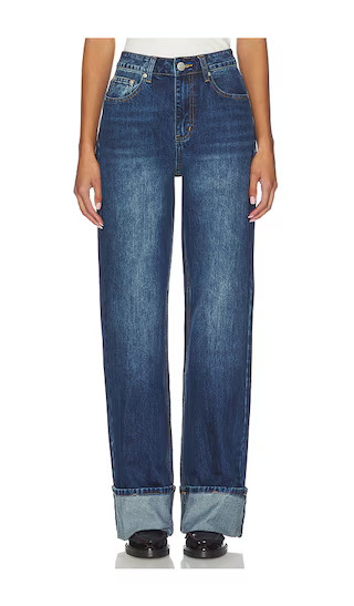 Lulu Cuffed Jean in Dark Wash Blue | Revolve Clothing (Global)