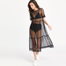 Tiered Sheer Dobby Mesh Dress | SHEIN