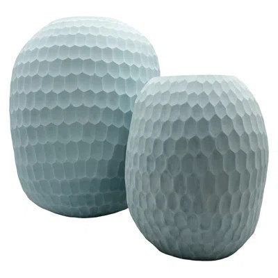 Set of 2 Decorative Handmade Glass Ethereal Elegance Vase in Blue | Wayfair North America