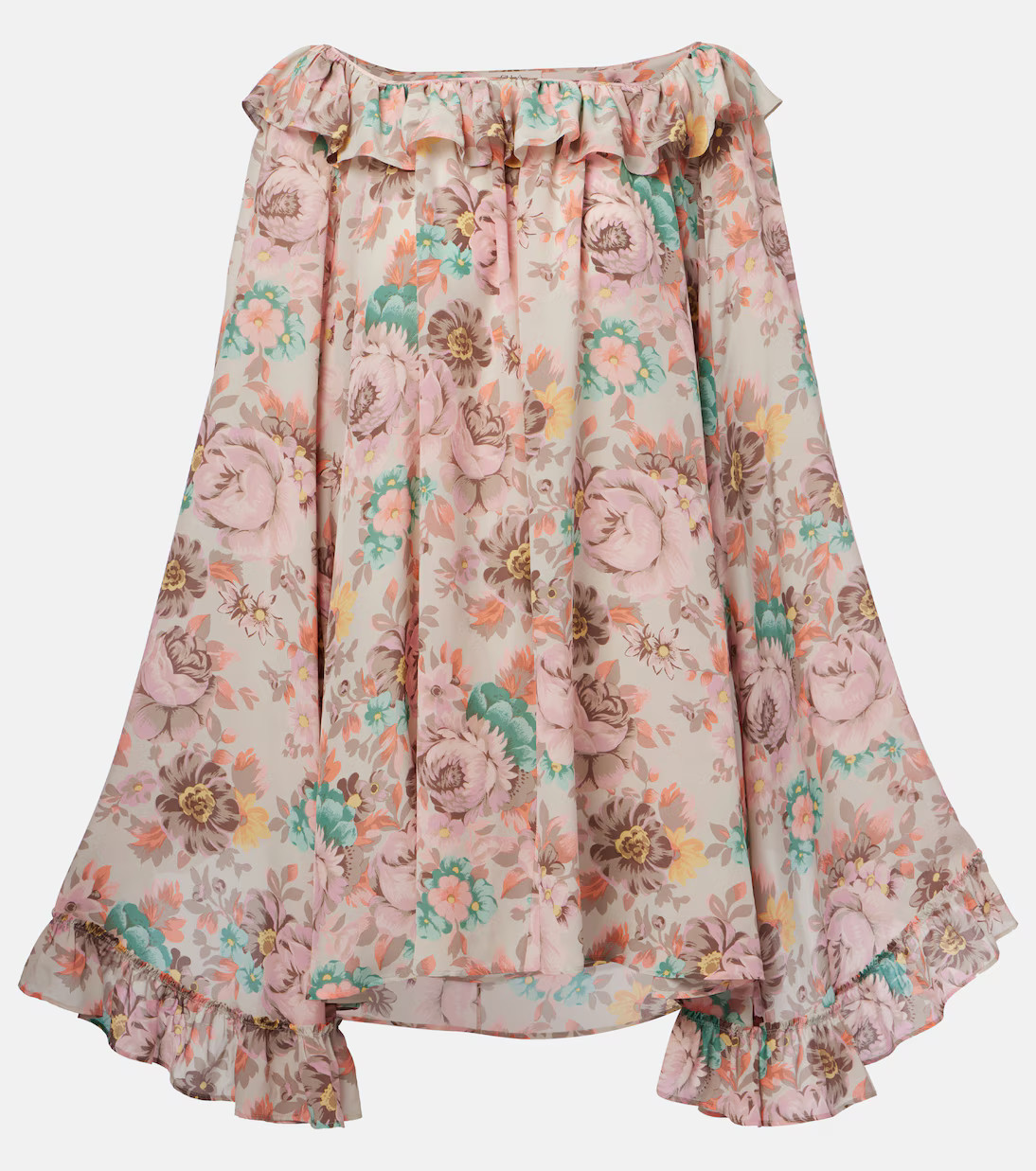 Ruffled silk crêpe de chine minidress | Mytheresa (US/CA)