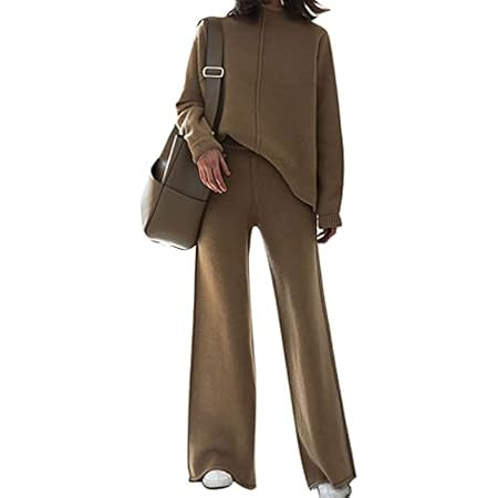 AOHITE Womens 2 Piece Outfit Set Long Sleeve Knit Pullover Sweater Top and Wide Leg Pants Sweatsu... | Amazon (US)
