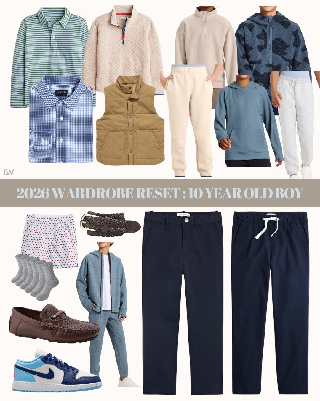 Some things I had bought for my 10 year old sons 2026 reset! He is tall and skinny and the Jcrew factory pants are the BEST ever. 