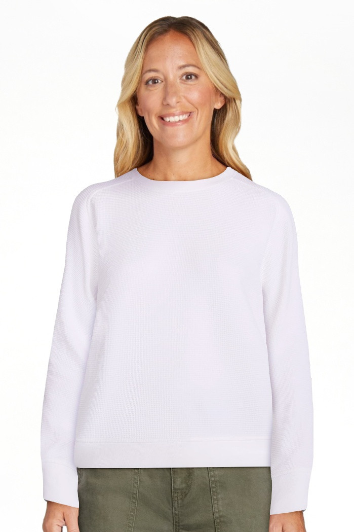 Scenario Women's Waffle Knit Crewneck Tee with Long Sleeves, Sizes XS-XXXL | Walmart (US)