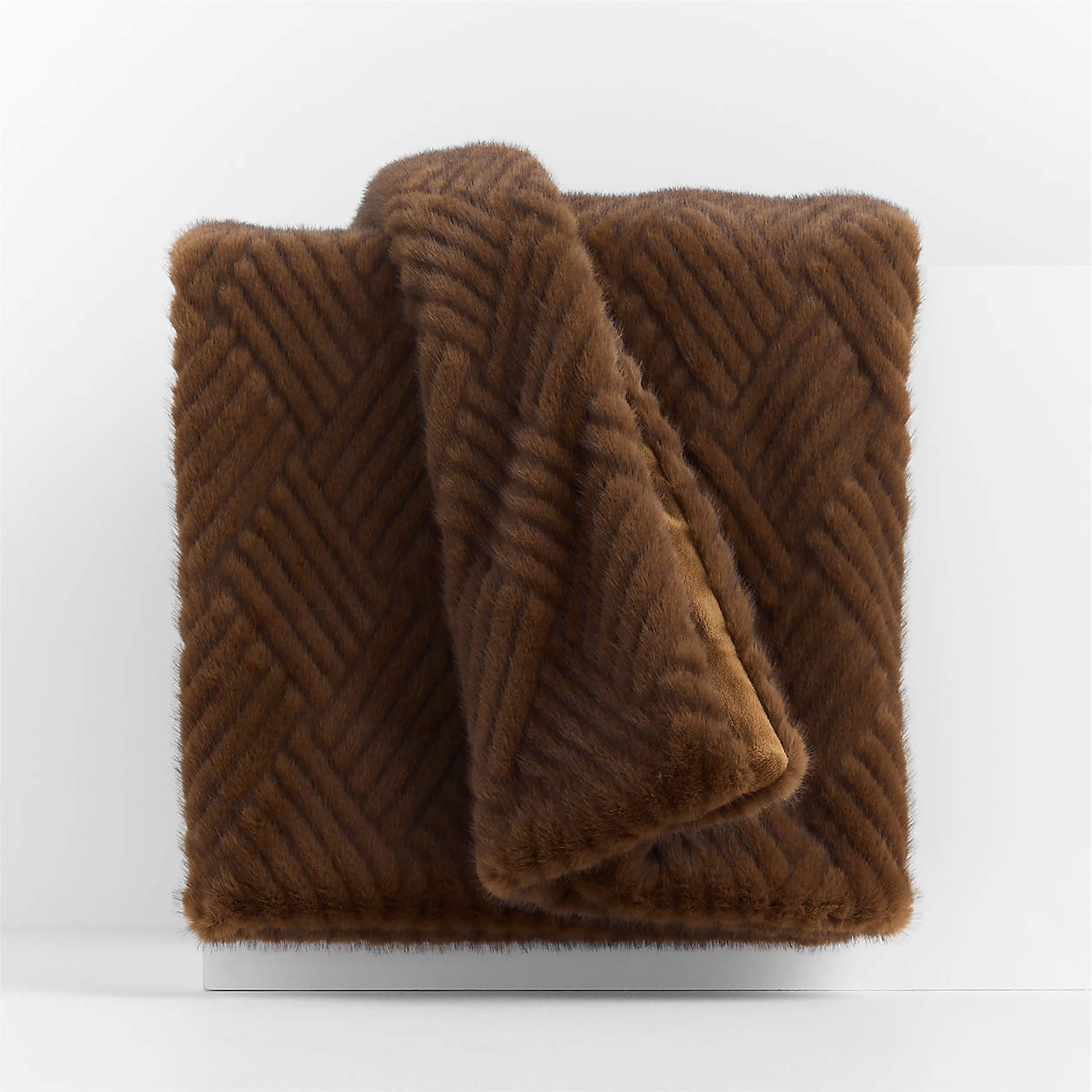 CiCi Faux Fur 70"x55" Chocolate Brown Throw Blanket by Laura Harrier and Tiffany Howell | Crate &... | Crate & Barrel