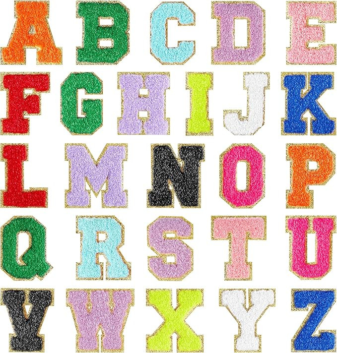 Morcheiong 26Pcs Self Adhesive Chenille Letter Patches A-Z, Chenille Letters for Clothing, Fabric... | Amazon (US)