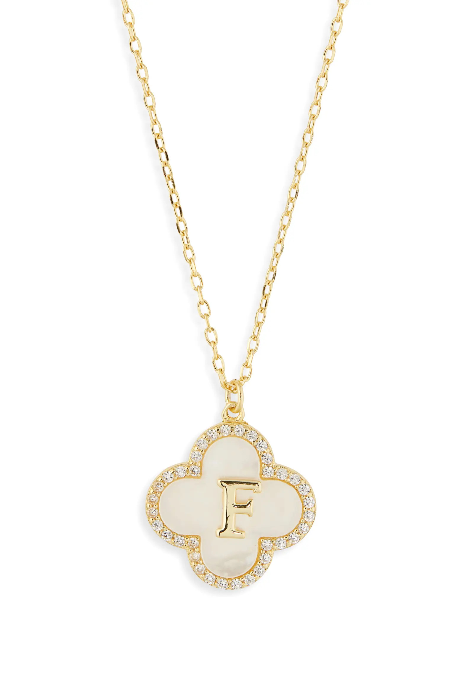 Argento Vivo Sterling Silver Clover Mother-of-Pearl Initial Pendant Necklace (Women) | Nordstrom | Nordstrom