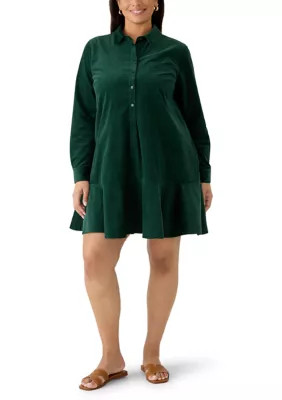 Plus Size Long Sleeve Tiered Shirt Mini Dress | Belk