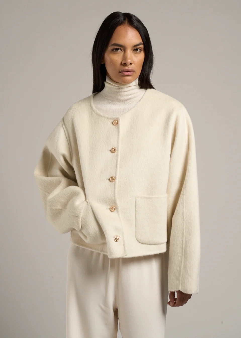 Estra Wool Blouson Jacket Cream | Marcela London